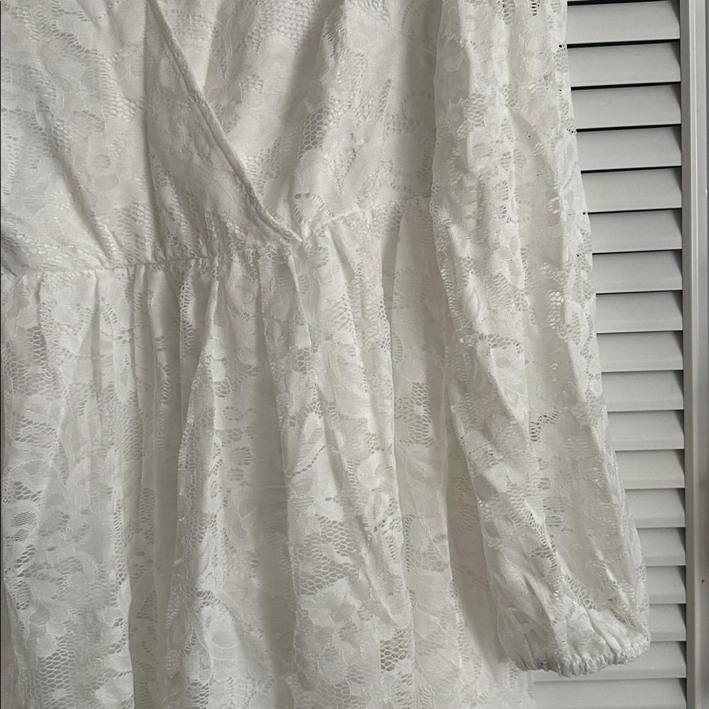 NIP Cicidudu White Lace Long Sleeve Dress Size 2XL - Picture 4 of 6